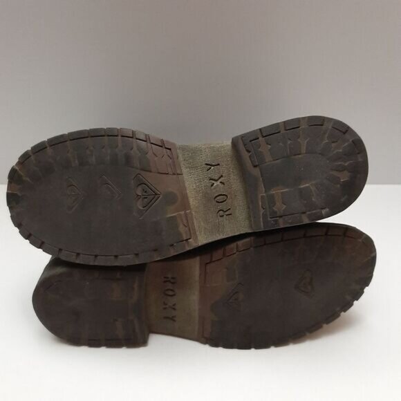 ROXY Riley Lace-Up Fold Over Combat Ankle Flat Casual Boots Grey Green Sz 7.5 - Picture 13 of 16